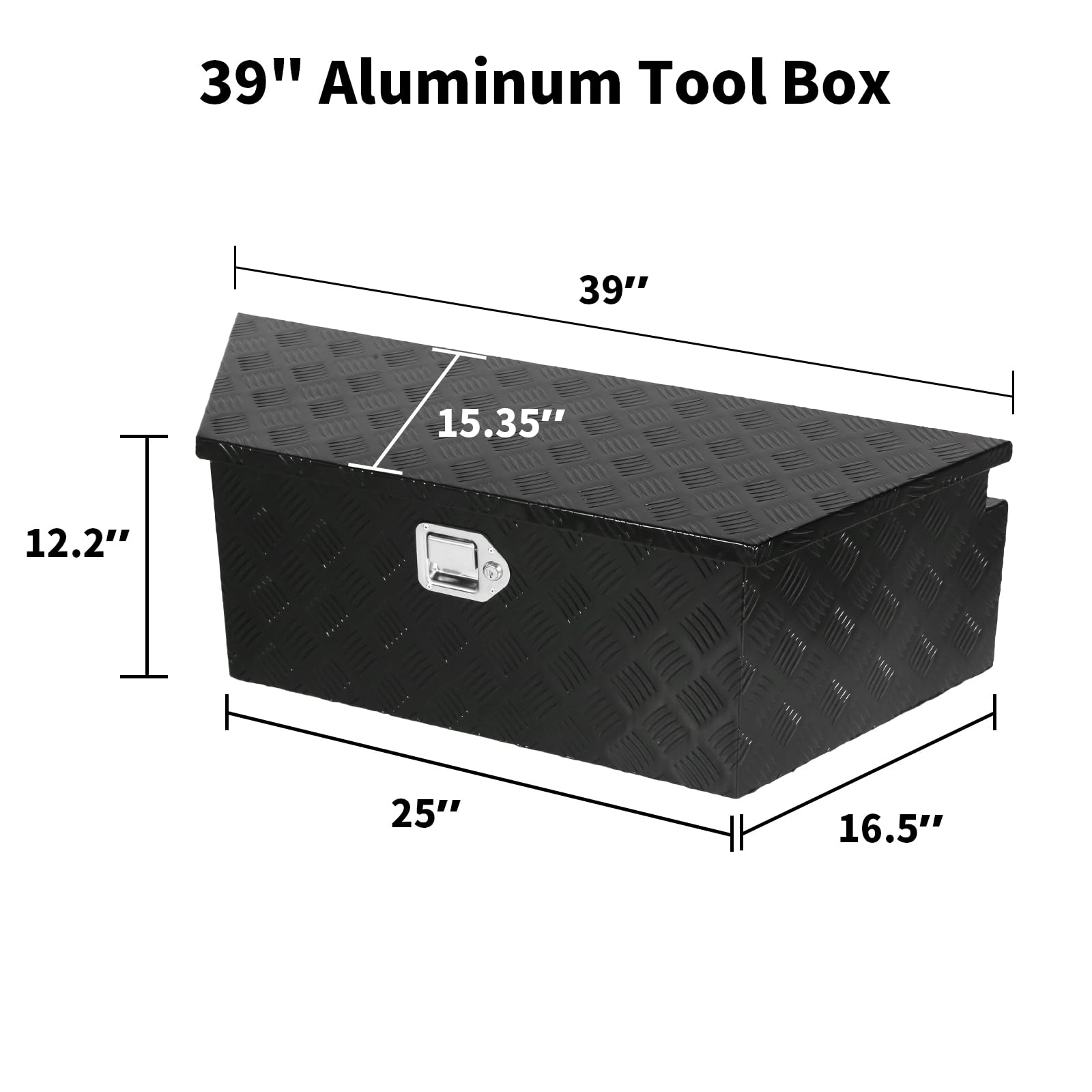 39” x 15.7” x 12.2” Aluminum Trailer Tongue Box, Waterproof Trailer Tool Box with Lock and Keys, Black truckdreamer