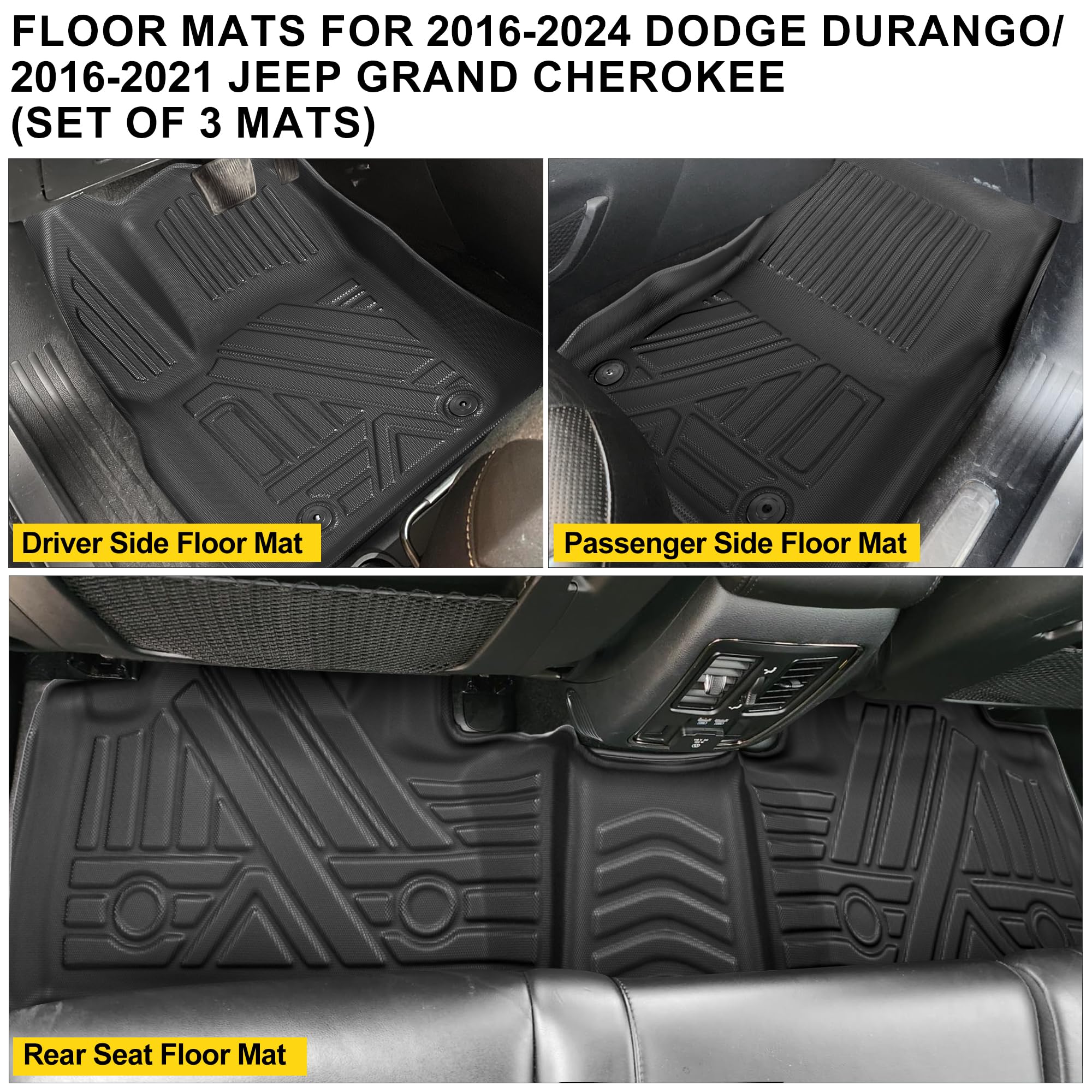 Custom Fit All-Weather Mats for Dodge Durango & Jeep Grand Cherokee | Anti-Slip Waterproof Liners