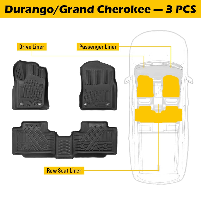 Custom Fit All-Weather Mats for Dodge Durango & Jeep Grand Cherokee | Anti-Slip Waterproof Liners truck dreamer
