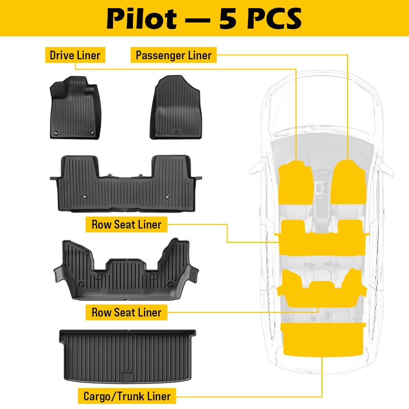 Custom Fit Floor Mats for Honda Pilot 2023-2025 | All Weather Car Mats truck dreamer