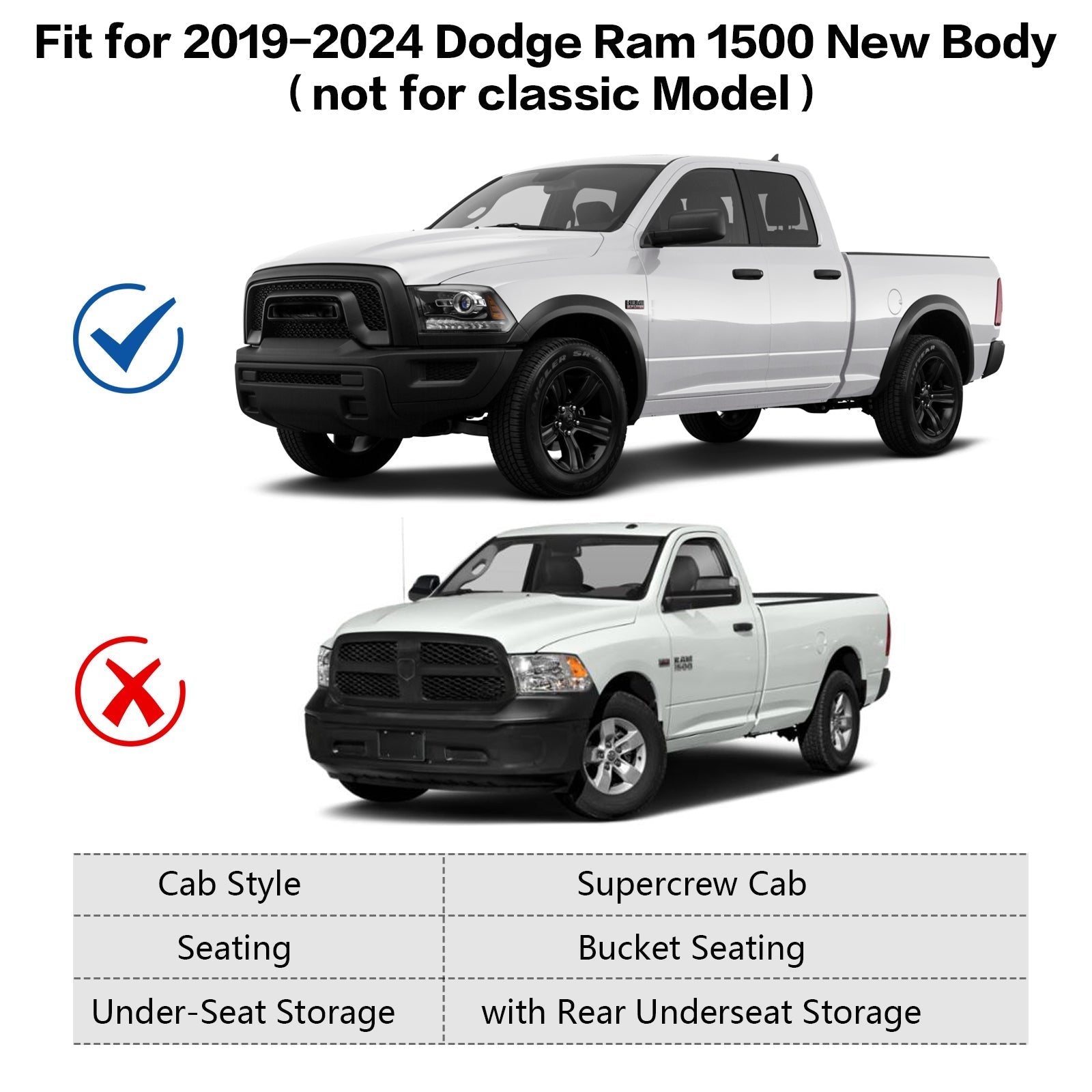Custom Fit Floor Mats for Ram 1500 Crew Cab 2019-2024 New Body (NOT Classic Models) | All-Weather Protection truck dreamer
