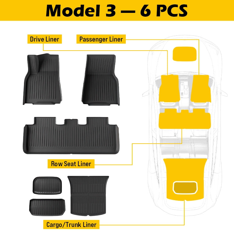 Custom Fit Floor Mats for Tesla Model 3 (5-Seat) 2021-2023 | All-Weather Protection truck dreamer