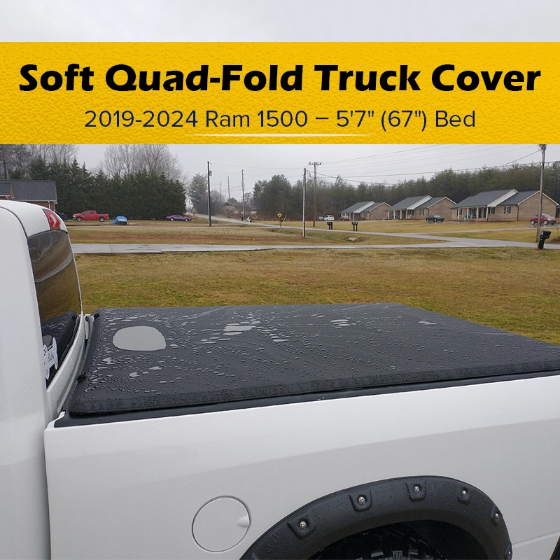 Soft Quad-Fold Truck Bed Tonneau Cover | Fits 2019-2024 Dodge Ram 1500 | 5’7” Bed | Weatherproof, Durable, Easy Install truck dreamer