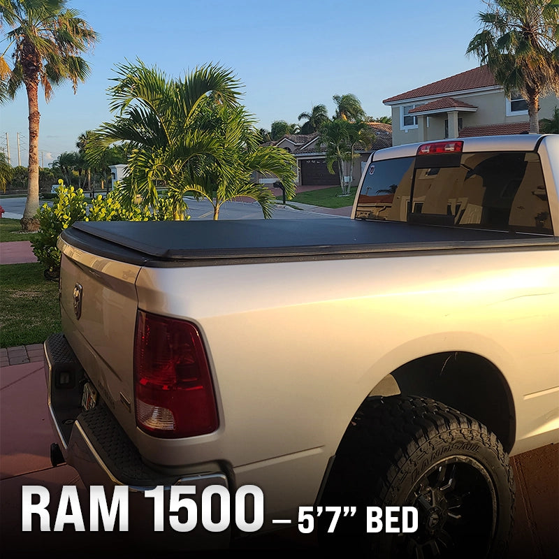 Soft Quad-Fold Truck Bed Tonneau Cover | Fits 2019-2024 Dodge Ram 1500 | 5’7” Bed | Weatherproof, Durable, Easy Install truck dreamer