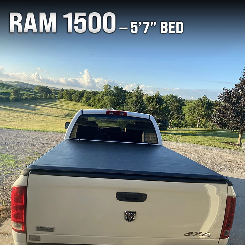 Soft Quad-Fold Truck Bed Tonneau Cover | Fits 2019-2024 Dodge Ram 1500 | 5’7” Bed | Weatherproof, Durable, Easy Install truck dreamer