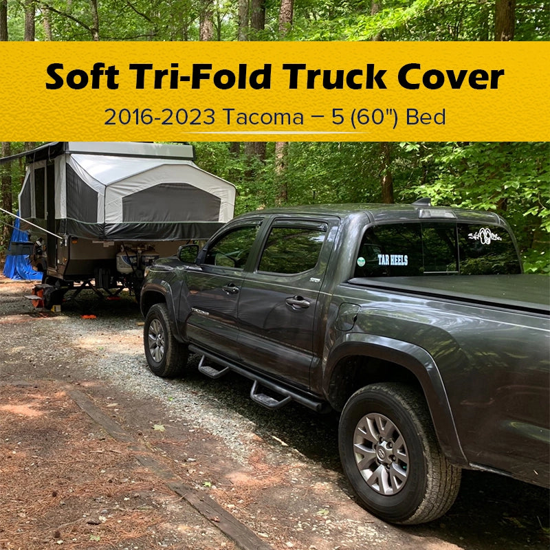 Soft Tri-Fold Truck Bed Tonneau Cover | Fits 2016-2023 Toyota Tacoma | 5’ Bed | Weatherproof, Durable, Easy Install truck dreamer